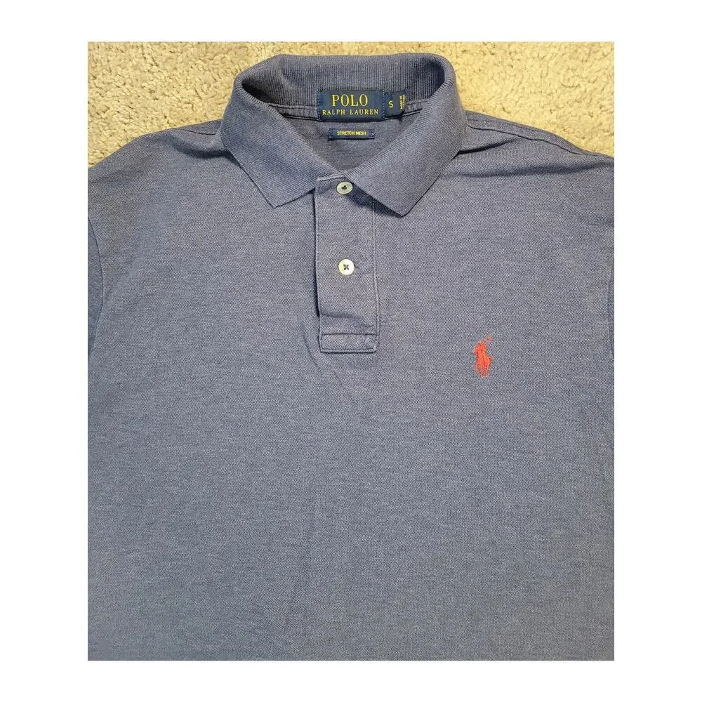 Polo Ralph Lauren Blue Stretch Mesh Polo S Preppy Classic Heritage Timeless